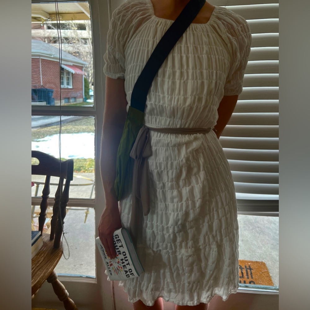 🍭BRAND NEW ADORABLE WHITE RUCHED DRESS🍭